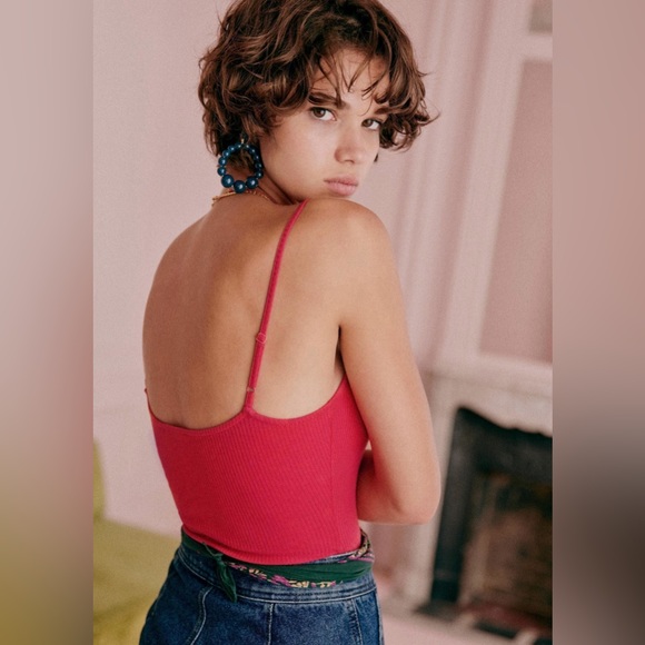 NWOT Sézane Pamela Bodysuit in Fuchsia - Size Large - Picture 5 of 5